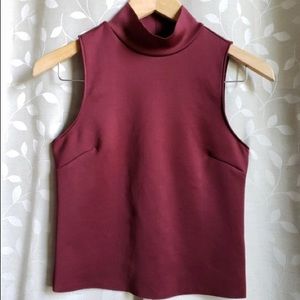 Zara W&B Burgundy High Neck Sleeveless Top